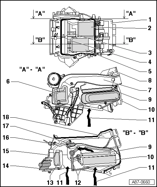 Audi Q3. Air Intake and Outlet Openings, Heater and A/C Unit