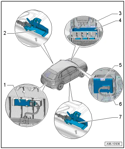 Audi Q3. Component Location Overview - Keyless Access Authorization System