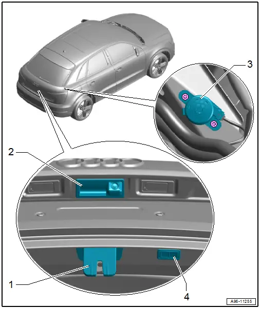 Audi Q3. Component Location Overview - Luggage Compartment Controls