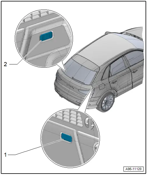 Audi Q3. Component Location Overview - Luggage Compartment Lamps