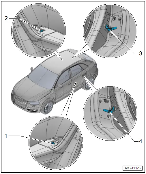 Audi Q3. Component Location Overview - Rear Door Controls