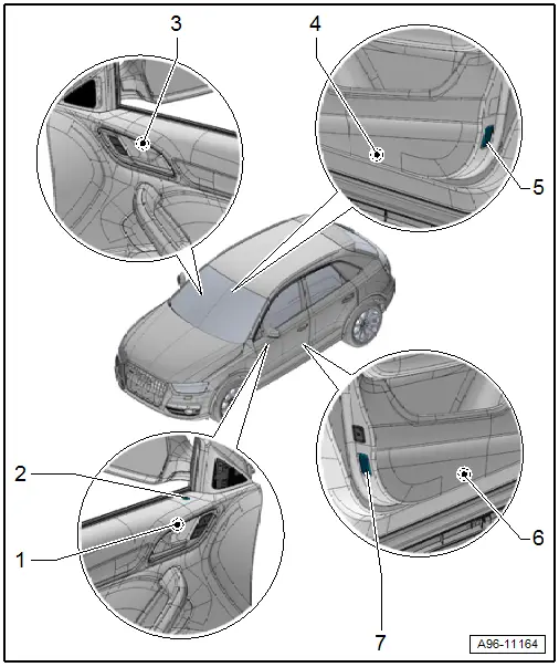 Audi Q3. Component Location Overview - Front Door Lamps