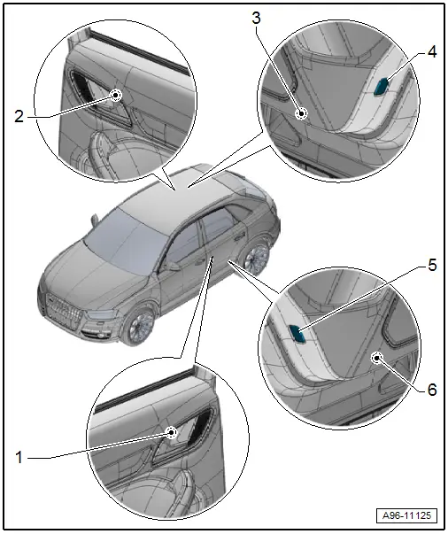 Audi Q3. Component Location Overview - Rear Door Lamps