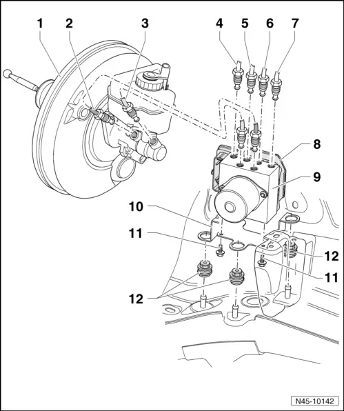 Audi Q3. Overview - Control Module and Hydraulic Unit