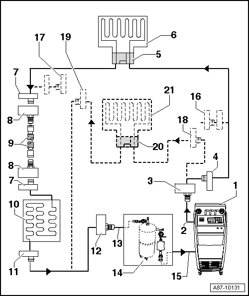 Audi Q3. Refrigerant Circuit with Expansion Valve, Receiver/Dryer and Second Evaporator