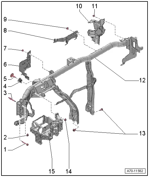 Audi Q3. Overview - Instrument Panel Central Tube