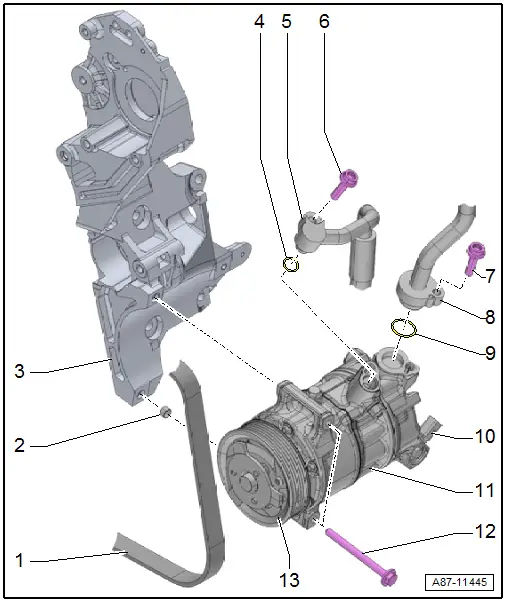 Audi Q3. Overview - A/C Compressor Power Unit, 4-Cylinder Engine