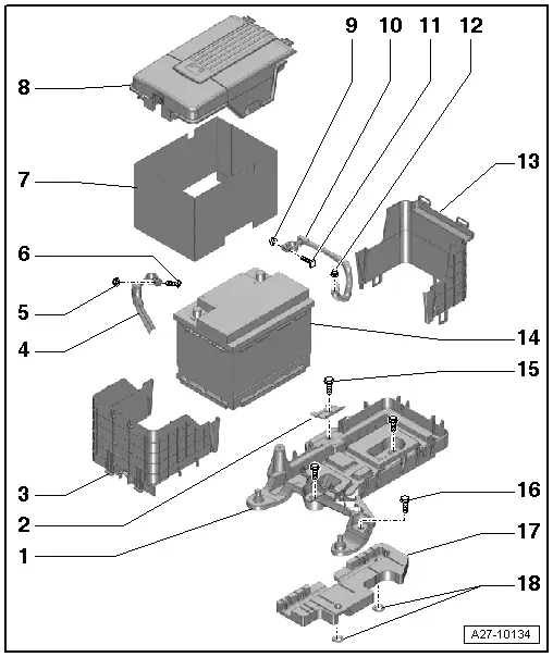 Audi Q3. Overview - Battery, Engine Compartment Battery Version 1