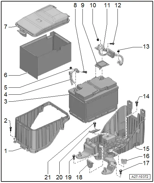 Audi Q3. Overview - Battery, Engine Compartment Battery Version 2