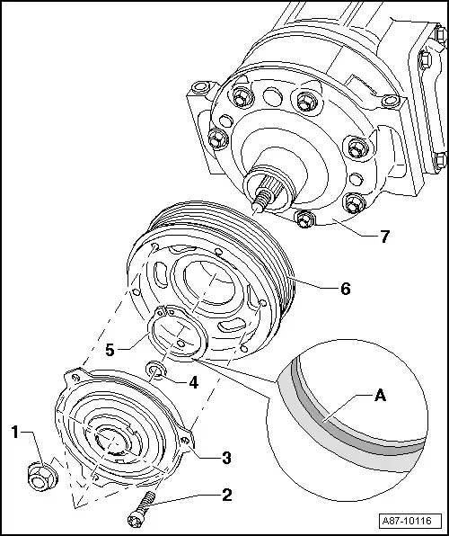 Audi Q3. Overview - Belt Pulley, Sanden A/C Compressor, Version 1