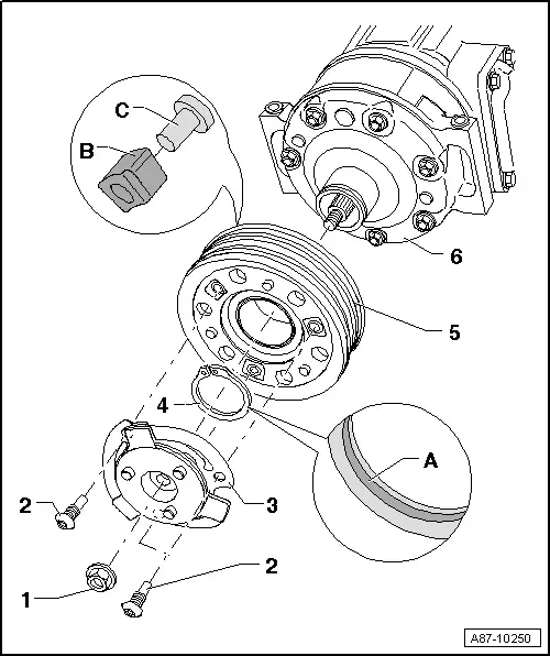 Audi Q3. Overview - Belt Pulley, Sanden A/C Compressor, Version 2