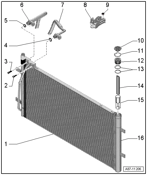 Audi Q3. Overview - Condenser, Dryer Cartridge