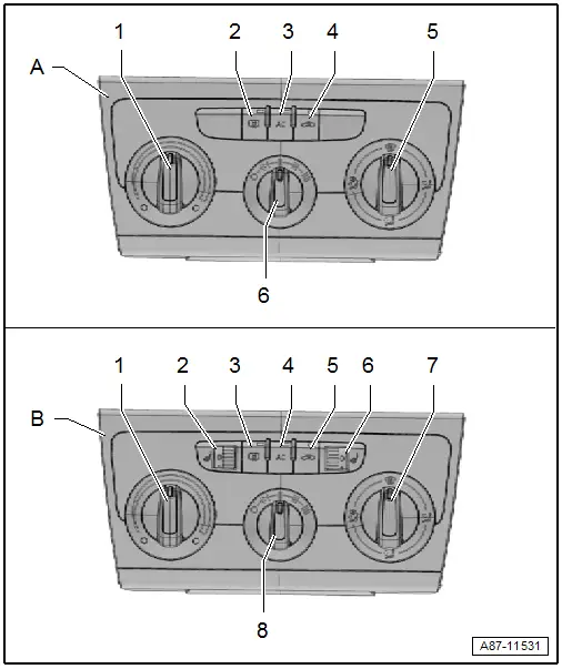 Audi Q3. A/C Control Module -J301- (Heater Control Module -J65-)