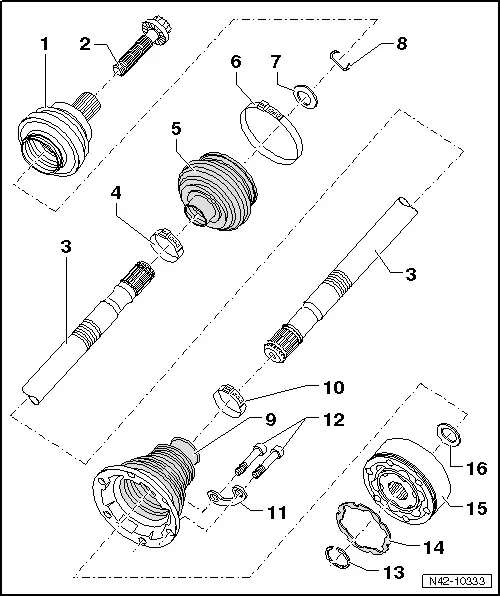 Audi Q3. Overview - Drive Axle, Drive Axle with 82 mm Outer CV Joint