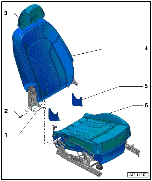 Audi Q3. Overview - Front Backrest, Passenger Folding Seat