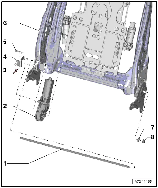 Audi Q3. Overview - Front Backrest, Backrest Adjustment Motor