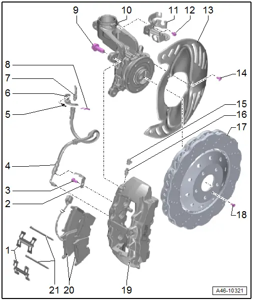 Audi Q3. Overview - Front Brakes, 1LA, 1ZT Brakes