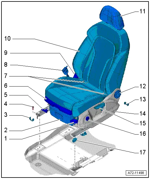 Audi Q3. Overview - Front Seat, Manual Standard Seat/Sport Seat