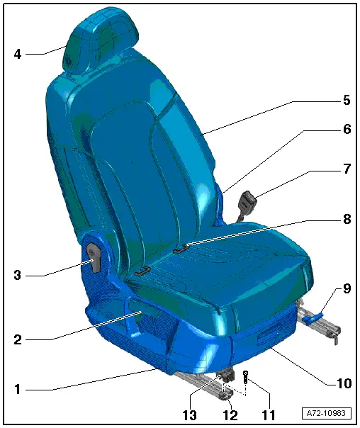 Audi Q3. Overview - Front Seat, Front Passenger Folding Seat