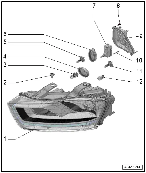 Audi Q3. Overview - Headlamp, Halogen Headlamps