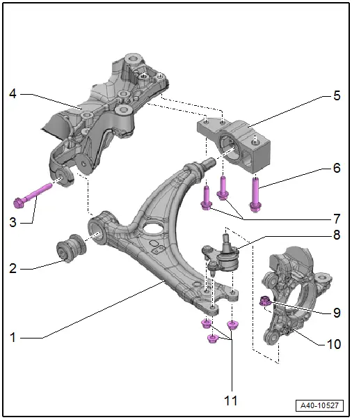 Audi Q3. Overview - Lower Control Arm and Ball Joint