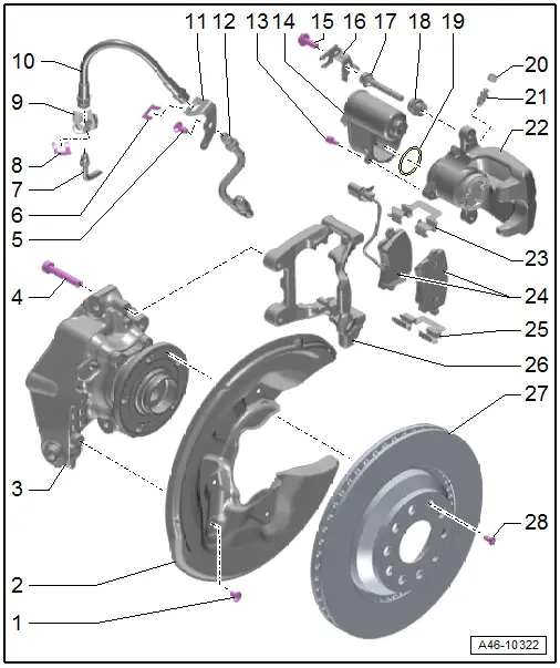 Audi Q3. Overview - Rear Brakes, Brakes 2EA, 2EJ, GP1