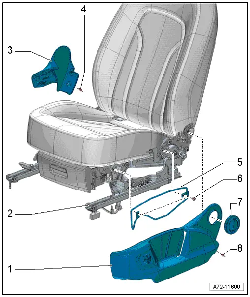 Audi Q3. Overview - Seat Pan, Sill Panel/Tunnel Side Seat Side Trim on Manual Front Seat