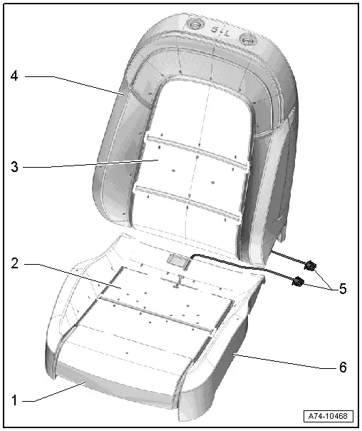 Audi Q3. Overview - Seat Heating Element, Seat Heating/Backrest Heating for versions with Fabric Cover