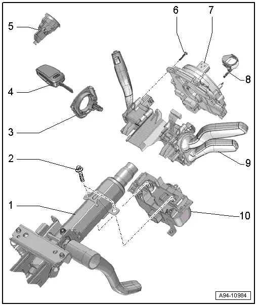 Audi Q3. Overview - Steering Column Switch Module, with Electronic Ignition Switch