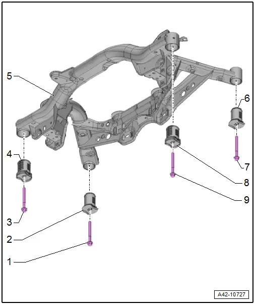 Audi Q3. Overview - Subframe, Vehicles with AWD