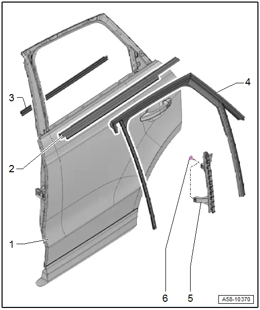 Audi Q3. Overview - Window Guides and Window Shaft Strips