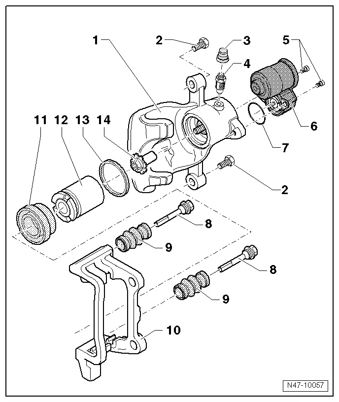 Audi Q3. Overview - Rear Brake Caliper