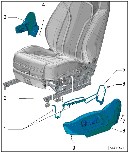 Audi Q3. Overview - Seat Pan, Sill Panel/Tunnel Side Seat Side Trim on Power Front Seat