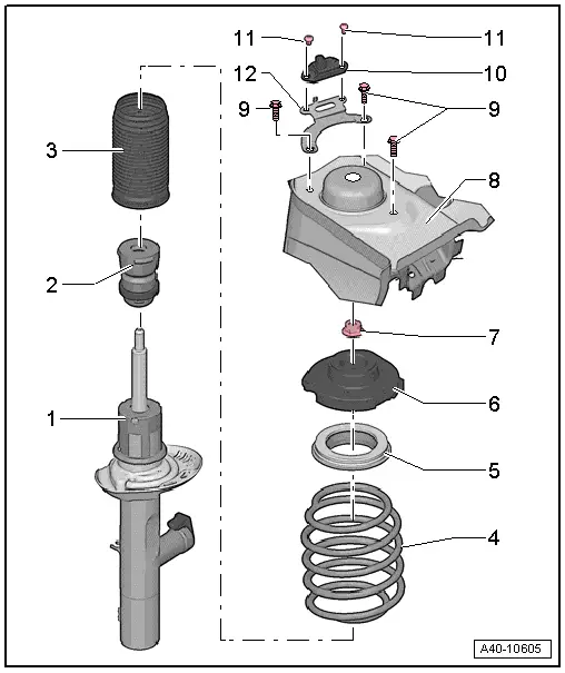 Audi Q3. Overview - Suspension Strut and Upper Control Arm