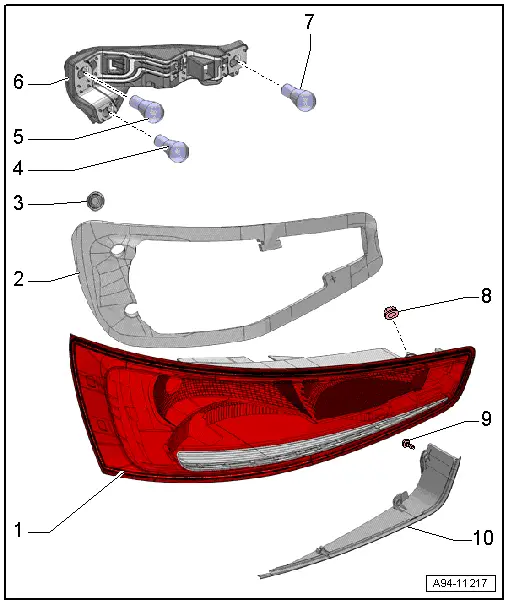 Audi Q3. Overview - Rear Lid Tail Lamps