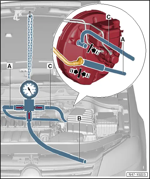 Audi Q3. Brake Booster Tester, Connecting