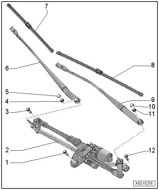 Audi Q3. Overview - Windshield Wiper System